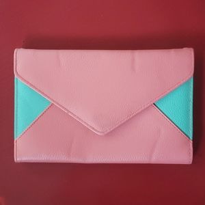 Pink and blue wristlet